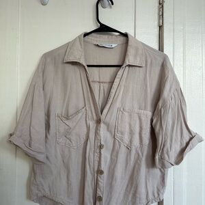 Casual Beige Button-Up Shirt